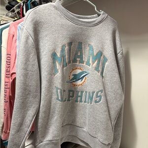 Team Apparel Gray Miami Dolphins Crew Neck Sweater